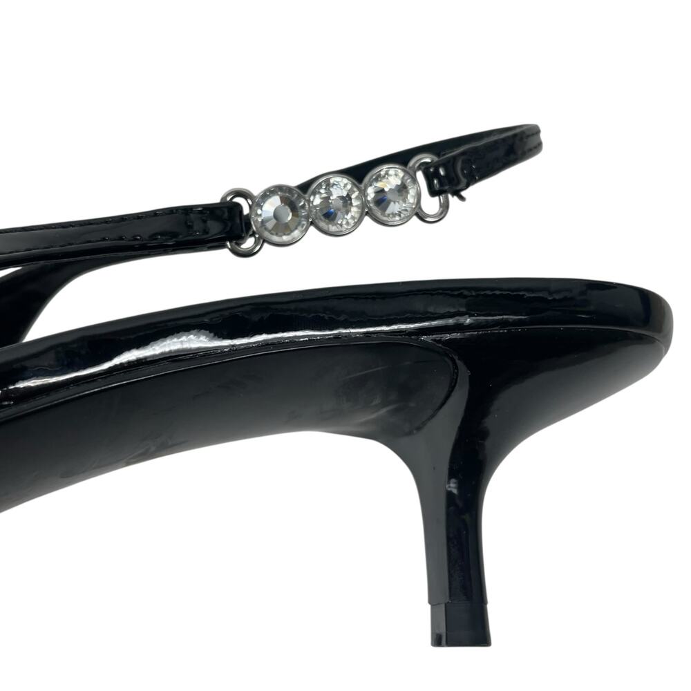 Mango MNG Rhinestone Slingback Kitten Heel Pump Black Size 40/ US 9 - Picture 11 of 13